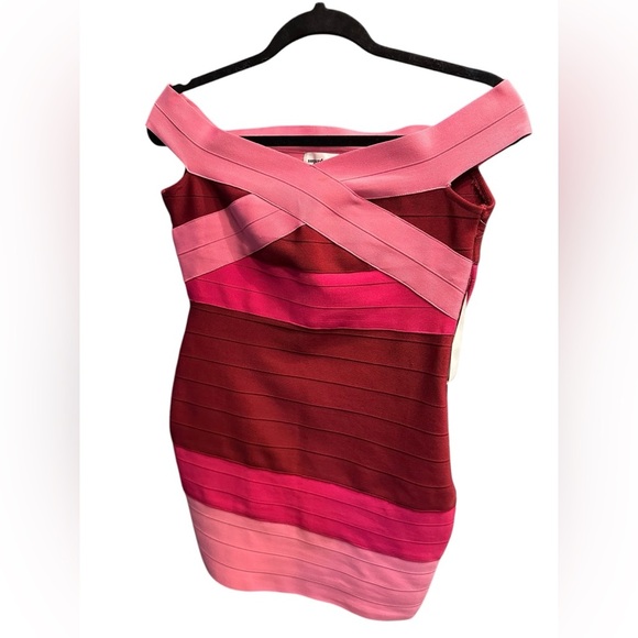Super down Elegant Pink and Red Bandage Dress size M - Picture 4 of 9